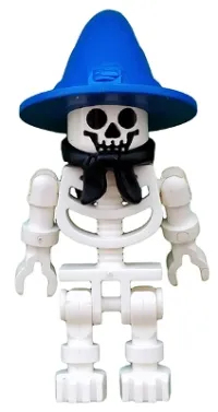 LEGO Skeleton with Standard Skull, Blue Wizard / Witch Hat and Black Bandana (Boney) minifigure