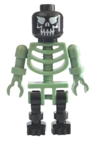 LEGO Skeleton Sand Green with Black Legs and Black Head with Evil Skull minifigure