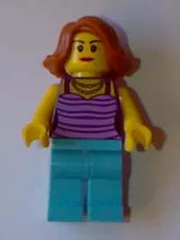 LEGO Woman - Dark Purple and Lavender Striped Top minifigure