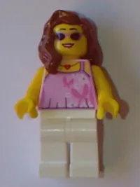 LEGO Woman - Bright Pink Top with Butterflies and Flowers, White Legs minifigure