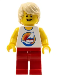 LEGO Surfer, Red Legs, Tan Hair minifigure