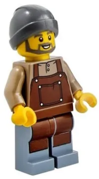 LEGO Barista, Reddish Brown Apron, Beanie Hat minifigure