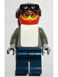 LEGO Snowboarder, Dark Gray Shirt, Dark Blue Legs, White Vest minifigure