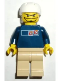 LEGO Skateboarder, Dark Blue Shirt, Tan Legs minifigure