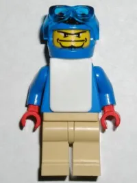 LEGO Snowboarder, Blue Shirt, Tan Legs, White Vest minifigure