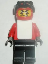 LEGO Snowboarder, Red Shirt, Black Legs, White Vest minifigure