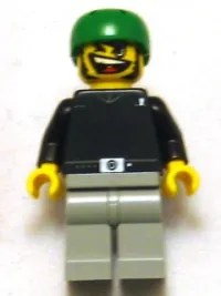 LEGO Skateboarder, Black Shirt, Light Gray Legs, without Back Stud minifigure