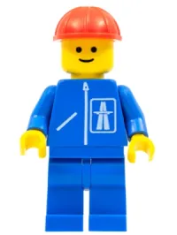 LEGO Highway Pattern - Blue Legs, Red Construction Helmet minifigure