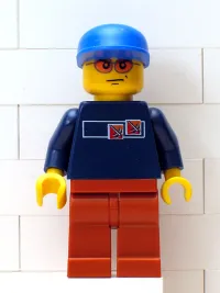 LEGO Street Hockey Player, Dark Blue Torso, Dark Orange Legs minifigure