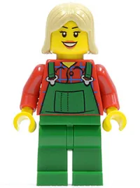 LEGO Overalls Farmer Green, Tan Female Hair minifigure