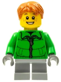 LEGO Winter Jacket Zipper, Light Bluish Gray Short Legs (Boy Sleigh Rider) minifigure
