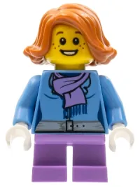 LEGO Christmas Train Ride Passenger - Medium Blue Jacket with Light Purple Scarf, Short Legs minifigure