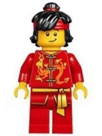 LEGO Dragon Dance Performer, Top Knot and Headband, Scared / Lopsided Smile minifigure