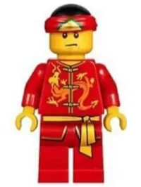 LEGO Dragon Dance Performer, Tied Red Bandana, Angry Eyebrows and Scowl minifigure