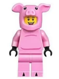LEGO Dragon Dance Performer, Pig Costume, No Tail, Open Mouth Smile with White Teeth and Red Tongue minifigure