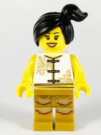 LEGO Woman, Lion Dance, White Shirt, Gold Legs with Fringe minifigure