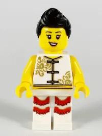 LEGO Woman, Lion Dance, White Shirt, White Legs with Red Fringe minifigure