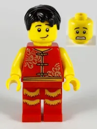 LEGO Man, Lion Dance, Red Shirt, Red Legs with Gold Fringe minifigure