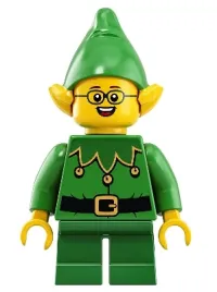 LEGO Elf - Green Scalloped Collar with Bells, Glasses minifigure