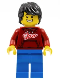 LEGO Man, Dark Red '2021' Shirt, Blue Legs, Black Hair minifigure