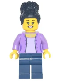 LEGO Mom - Medium Lavender Jacket, Dark Blue Legs, Black Coiled Hair minifigure