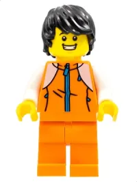 LEGO Man, Orange Tracksuit, Black Hair minifigure