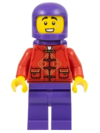 LEGO Lunar New Year Parade Participant - Male, Red Tang Shirt, Dark Purple Legs, Space Helmet, and Air Tanks minifigure