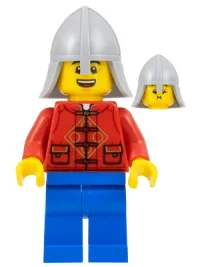 LEGO Lunar New Year Parade Participant - Male, Red Tang Shirt, Blue Legs, Castle Guard Helmet with Neck Protector minifigure