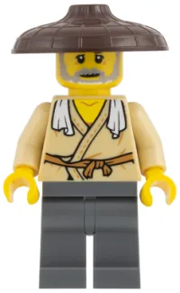 LEGO Farmer - Tan Vest, Dark Bluish Gray Legs, Dark Brown Hat minifigure
