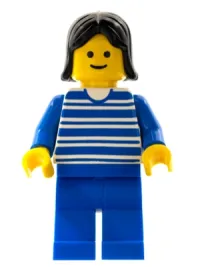 LEGO Horizontal Lines Blue - Blue Arms - Blue Legs, Black Female Hair minifigure