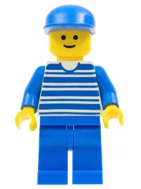 LEGO Horizontal Lines Blue - Blue Arms - Blue Legs, Blue Cap minifigure