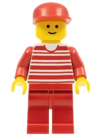 LEGO Horizontal Lines Red - Red Arms - Red Legs, Red Cap minifigure