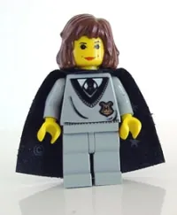 LEGO Hermione Granger, Hogwarts Torso, Light Gray Legs, Black Cape with Stars minifigure