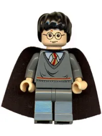 LEGO Harry Potter, Gryffindor Stripe Torso, Dark Bluish Gray Legs, Plain Black Cape minifigure