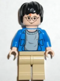 LEGO Harry Potter, Blue Open Shirt Torso, Tan Legs, Light Nougat Hands & Head minifigure