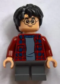 LEGO Harry Potter, Dark Red Plaid Flannel Shirt, Dark Bluish Gray Short Legs minifigure