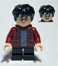 LEGO Harry Potter, Dark Red Plaid Flannel Shirt, Black Short Legs minifigure