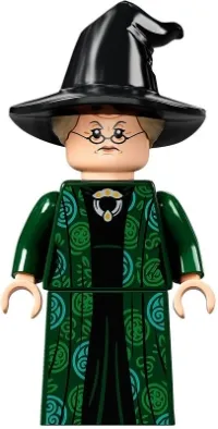 LEGO Professor Minerva McGonagall, Dark Green Robe and Cape, Hat with Hair minifigure