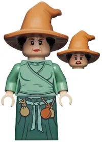 LEGO Wizard - HP Wizarding World Female, Medium Nougat Hat, Sand Green Top, Dark Green Skirt minifigure