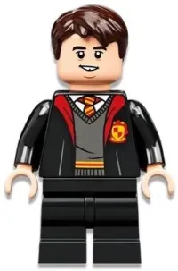 LEGO Neville Longbottom, Gryffindor Robe Open, Sweater, Shirt and Tie, Black Medium Legs minifigure