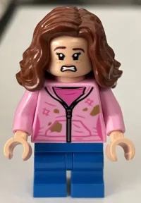 LEGO Hermione Granger, Bright Pink Jacket with Stains, Closed / Scared Mouth minifigure