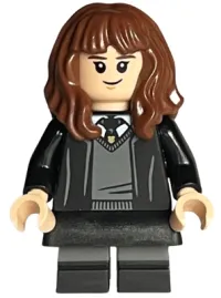 LEGO Hermione Granger, Hogwarts Robe, Black Tie, Skirt, and Short Legs with Dark Bluish Gray Stripes minifigure