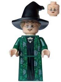 LEGO Professor Minerva McGonagall - Dark Green Robe over Black Dress, Hat with Hair, Printed Arms minifigure