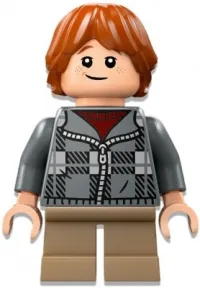 LEGO Ron Weasley - Dark Bluish Gray Plaid Jacket, Dark Tan Short Legs minifigure