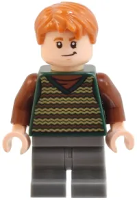 LEGO Fred Weasley - Dark Green Striped Sweater, Dark Bluish Gray Medium Legs minifigure