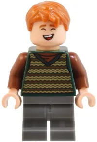 LEGO George Weasley - Dark Green Striped Sweater, Dark Bluish Gray Medium Legs minifigure