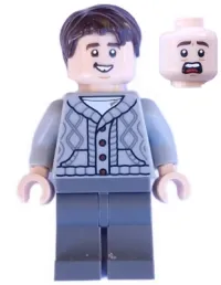 LEGO Neville Longbottom - Light Bluish Gray Knit Cable Cardigan Sweater, Dark Bluish Gray Legs minifigure