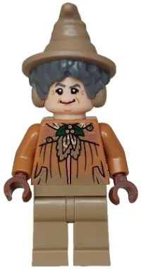 LEGO Professor Pomona Sprout - Dirty Cloak, Dark Green Holly Brooch, Dark Tan Legs minifigure