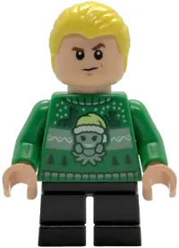 LEGO Draco Malfoy - Green Holiday Sweater, Black Short Legs minifigure