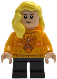 LEGO Hannah Abbott - Bright Light Orange Holiday Sweater, Black Short Legs minifigure